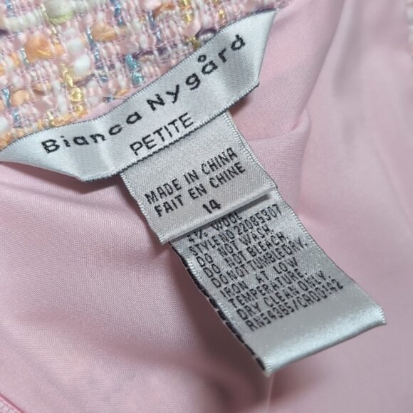 Vintage Bianca Nygard Tweed Skirt Above Knee Side Slit Spring Easter Pastel - Picture 9 of 10